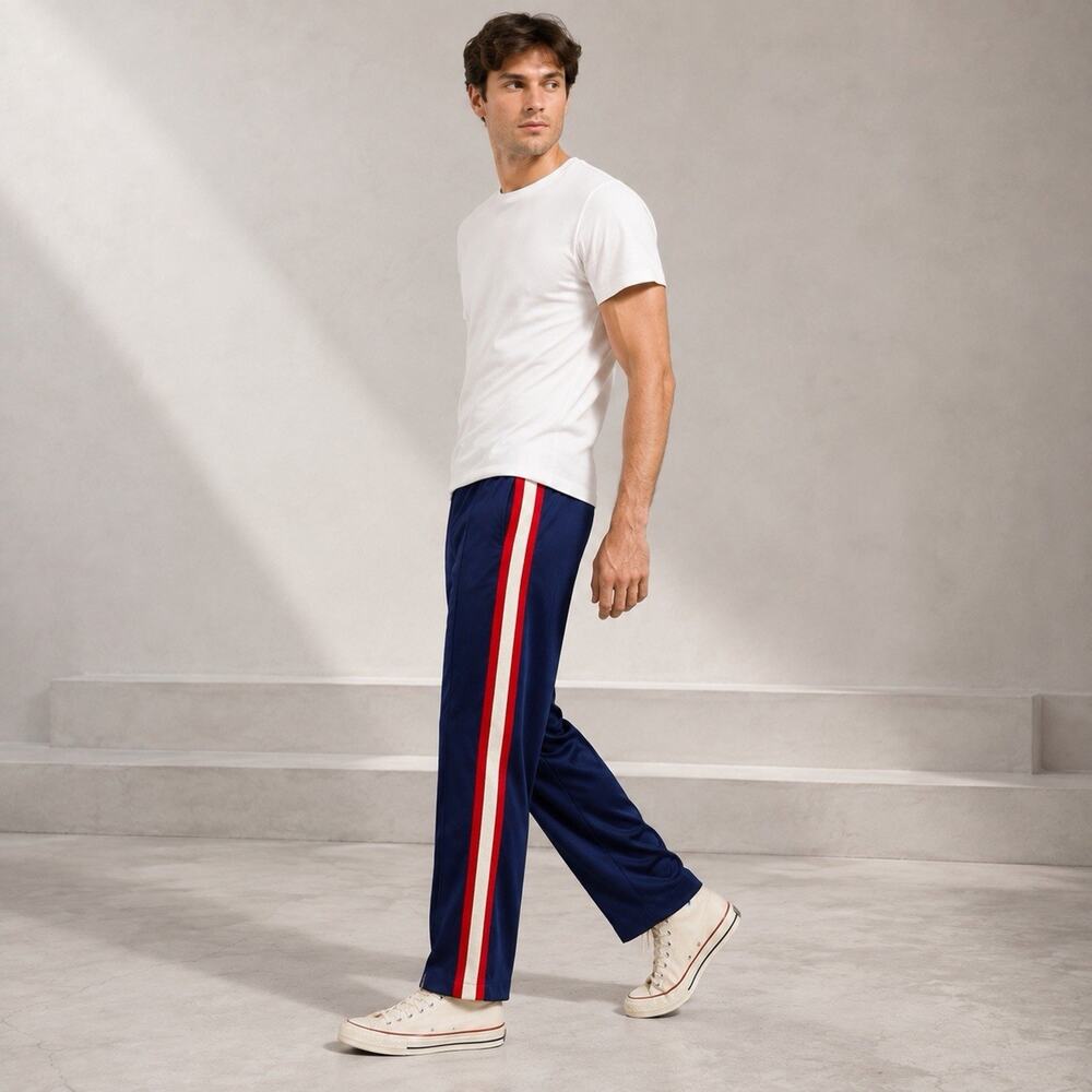 Vintage 90s Pro Tour Athletic Track Pants Americana Red White Blue Stripe M